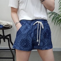 제이후 여름 밴딩 면 숏팬츠 페이즐리 3부 반바지
