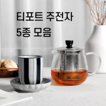 차 우려내기 열탕기 거름망티팟 내열유리티메이커 녹차 허브차 티포트 5종모음, 티머그450ml