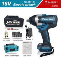 샤렌치 Kamolee-1800 NM 토크 DTW700 브러시리스 전기 임팩트 렌치 마끼다 18V 배터리용 1/2 리튬 이온, 08 1x50Ah Bat Plastic_04 AU