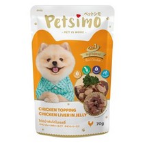 D17 반려동물 습식사료 치킨과 닭간 파우치 70g, 7개