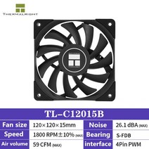 Thermalright TL-C12015 시리즈 CPU 냉각 팬 120x120x15mm 4pin PWM 컴퓨터 케이스 냉각 팬 무음 및 초박형, 03 C12015B