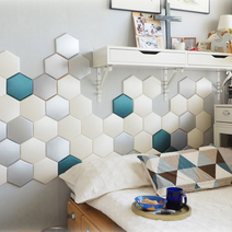 접착식데코타일 점착식 붙이는 벽면 벽 육각형 폼 블럭 쿠션 데코 타일 붙이기, AT 베이비블루