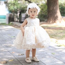 마마고 고급 프리미엄 진주 리본 백일 돌 화동 공주 드레스 돌잔치 결혼식