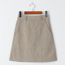 BLANC# 블록 체크 미니 스커트 브라운