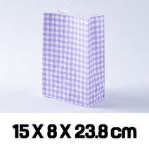 각대봉투 체크 페이퍼백 보라 15x8x23.8 종이 포장 빵봉투