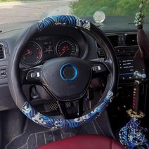 일본식 JDM 자동차 핸들 커버 전체 가죽 380mm 폭스바겐 혼다 현대 자동차 인테리어 액세서리, B