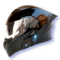 킥커머스 초경량 블루투스 풀페이스 시스템 오토바이헬멧 하이바 바이크 헬멧, XXL, 유광블랙