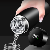 온도표시 보온보냉 텀블러 500ml, 실버