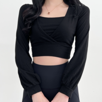 투디 엘리 스퀘어넥 크롭 셔링 티셔츠 필라테스 요가