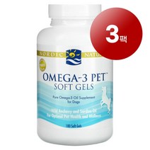 리암마켓 Nordic Naturals 노르딕 내추럴스 강아지용 면역 건강한 피부 털 관리 보충제 오메가-3 소프트젤 180정 1팩, 3팩