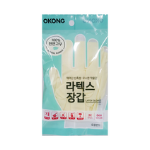 오공 라텍스 장갑 만능 니트릴 요리 위생 요리용 글러브 실리콘 천연 일회용 고무장갑, 포장형 4개입 EA