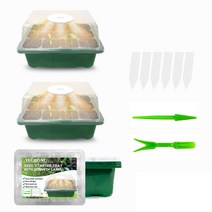 홈 파밍 식물 재배기 실내 온실 텃밭 2Pcs Plant Germination Trays Seed Starter Kit With Grow Light Adj, 한개옵션0