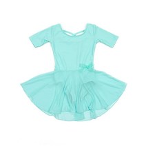 Leveret 아동용 여아용 스커트 레오타드 긴소매 사이즈 유아-XL (만 2~14세) 다양한 색상 Truenavy., 4-6 Years, Aqua
