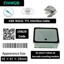 EVAWGIB EV-X921T 고정 2차원 바코드 스캐너 모듈 RS232 TTL USB 미니 크기 자동 스캔 장비 키오스크 슈퍼마켓 자동 스캔 스캐너용 임베디드 바코드 리더, 중국, 1D- 레이저 -USB