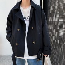 남자 더블 핸섬가이 짧은 트렌치 코트 환절기자켓