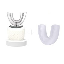 초음파 전동칫솔 자동양치 전기 칫솔 자동 USB 충전 U 모양의 초음파 360 학위 지능형, 05 White and 1 nozzles