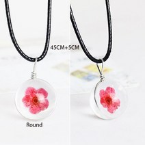 패션 수제 말린 꽃 유리 볼 펜던트 편원 투명 체리 왁스 로프 목걸이 쥬얼리 여성을 위한