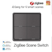 Tuya-ZigBee 스마트 12 씬 스위치 무선 4 갱 푸시 버튼 컨트롤러 홈 오토메이션 Tuya 라이프 앱 제어, 05 gray 4 gang