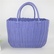 POMTOR 빨대바구니 빨래바구니 장바구니 라탄백 목욕가방 수영가방 스트롱바구니 빨대가방 라탄바구니, 보라색 단색, 1개