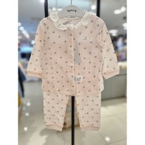 아가방[동아쇼핑점] 여름이월50% 무형광 신생아 여름내의 긴팔내의 실내복 자갸드실켓 아유시원해 핑크프릴 샤인꽃긴소내의