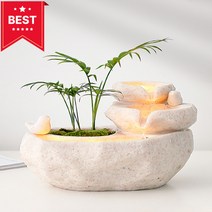 행운 미니분수대 분수장식 조명 폭포 인테리어 풍수 돈복분수 작은연못 실내조경 개업선물, 분수대+투명볼+미니 병아리 모형 2개