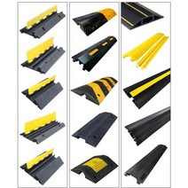 전선보호방지턱 실외용 과속방지턱 케이블덮개 작업선 고무패드, (직경 80x80MM) 타입B 1000x500x110