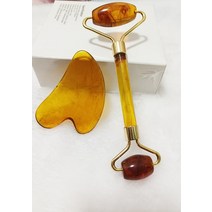 도자기괄사 속살괄사 유기괄사 Guasha 마사지 도구 얼굴 목 바디 스파 마사지기 롤러 Gua Sha 스크레이퍼 보드 리프트 업 주름 제거 세트, [05] Brown Set