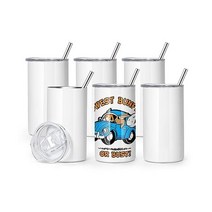 AGH 12OZ 승화 텀블러 블랭크 뚜껑과 빨대가 있는 8팩 스테인레스 스틸 스트레이트 스키니 슬림 텀블러 이중 벽 진공 단열 컵 어린이와 가족을 위한 DIY 선물., 12oz- 6Pack
