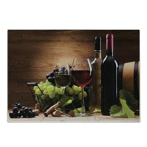 Ambesonne 커피템퍼 커피 도마 브루잉 장비 낙서 스케치 그라인더 프렌치 프레스 플라스틱 컵 스쿱 빈티지 장식용 강화 유리 커팅 서빙 보드 S사이즈 사이즈 블랙 옐로우, Brown Ruby