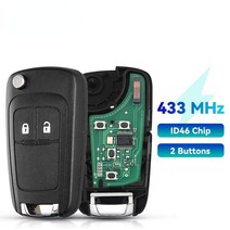 KEYYOU 및 배터리 자동차 원격 키 쉐보레 크루즈 말리부 아베오 스파크 올랜도 433MHz 트랜스 폰더 ID46 칩, [01] 2 Buttons