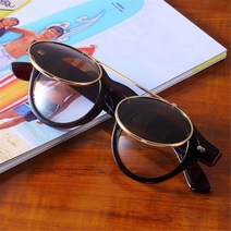 스트릿패션 인싸 클래식 고스 안경 프레임 여성 고글 라운드 플립 업 레트로 핫 선글라스