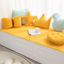 극세사 의자 침대 인테리어 등받이 붙박이의자쿠션 등방석 모찌 포인트 쿠션 방석, 토끼 머리 복합 부동 창 매트 - 거위 노란색