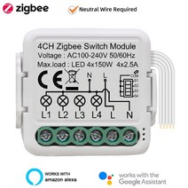홈 Lonsonho-Tuya Zigbee 스마트 스위치 모듈 릴레이 1 2 3 4 Gang 라이프 오토메이션 Alexa Google Home Yandex Alice 호환, [02] 2-Gang, 02 2-Gang
