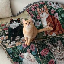 비바서울 고양이 빈티지 담요 소파 커버 블랭킷 차박 이불 러그 인테리어 두꺼운 집사