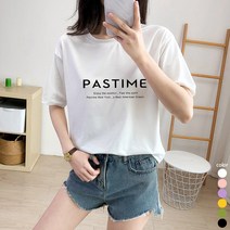 [오늘발송] 스타일아유 여성용 여름 반팔티 Pastime 프린트 쫀쫀 라운드 반팔 티셔츠[AYG6TS364A]