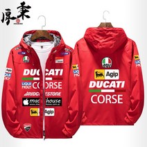 DUCATI 크로시카 라이더자켓 바이크 자켓 바람막이 후드, 빨강