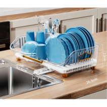 식기건조대 주방선반 수저보관함 그릇접시 가정용수납선반 찬장 물빠짐 그릇걸이, 투명색