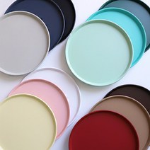논슬립 원형 철제 트레이 무광 매트 홈카페 컬러 쟁반 12color, 셔우드 그린