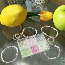 샤론델 비즈키트 젤리샤베트 타입비즈공예 반지 팔찌 목걸이 diy 집콕 취미 만들기 재료, 키트+0.5mm+본드