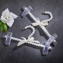 진주미니옷걸이 옷정리걸이 다용도걸이 원목옷걸이 논슬립바지걸이 여성옷걸이, qwe 블링블링 진주 바지걸이 5p 세트 화이트, &as