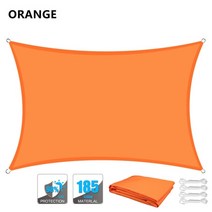 마당 그늘막 옥상 수영장 타프 태양 그늘 항해 사각형 방수 야외 캐노피 정원 파티오 파티 선 스크린 천막 98 uv 블록 차양 천 태양 보호소, 주황색, 3x5m