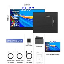 초박형 15.6 인치 4K 휴대용 모니터 Xbox 스위치 노트북용 c타입 HDMI 호환 외부 게임, [01] B116-PB-1080P