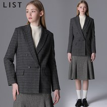 리스트 글렌 체크 더블 브레스트 재킷_TWSJKL80020_CH