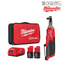 밀워키 M12 FHIR38-302B 3/8 하이스피드 충전 임팩트 라쳇 세트 3.0Ah, 1개
