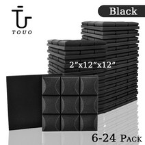 방음부스 TOUO 스튜디오 어쿠스틱 폼 스폰지 녹음 사무실 패널 6 개 1224, 2.Black  Medium Density12 Pcs