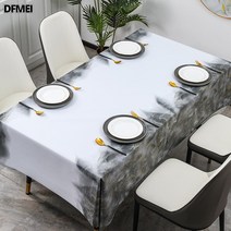DFMEI 북유럽 가정용 방수 방유 방열 PVC 식탁보 분위기 ins 거실 식당 패브릭 티 테이블보, 아백산묵[구형이 곧 내려온다], 140*220cm