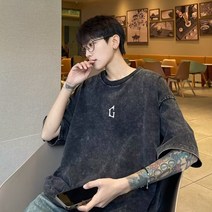 순면 워싱 구제 200g 오리지널 퀄리티 청춘 트렌드 일본 티셔츠 패션 브랜드조류가 무성하다