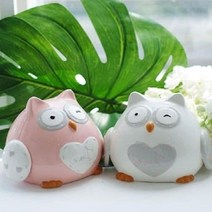 하트 부엉이 저금통 2colors, 핑크