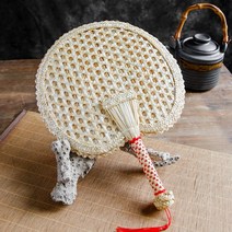 모아혀벽 전통 고급 부채 선물용 라탄 공예, 원형, 1개