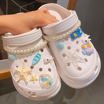 크록 자비츠 장식 악세사리 참 세트새로운 바다 불가사리 악어 매력 디자이너 DIY 동물 진주 체인 신발